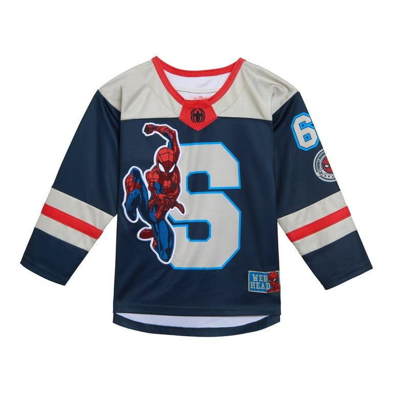 Marvel Spider-Man Mesh Hockey Jersey Long Sleeve T-Shirt Toddler