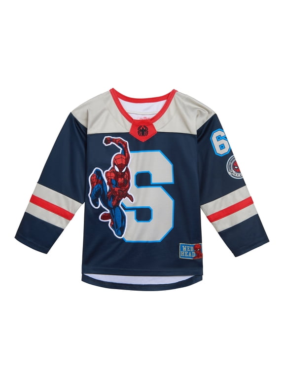 Spider-Man Little Boys' Athletic Hockey Jersey Navy Red