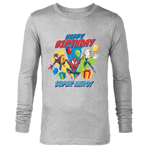 Marvel Spider-Man Miles Gwen Happy Birthday Super Hero! - Long Sleeve T-Shirt for Men - Customized-Athletic Heather