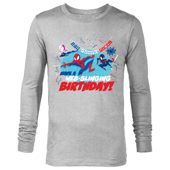 Marvel Spider-Man Miles Gwen Have a Web-Slinging Birthday - Long Sleeve T-Shirt for Men - Customized-Athletic Heather