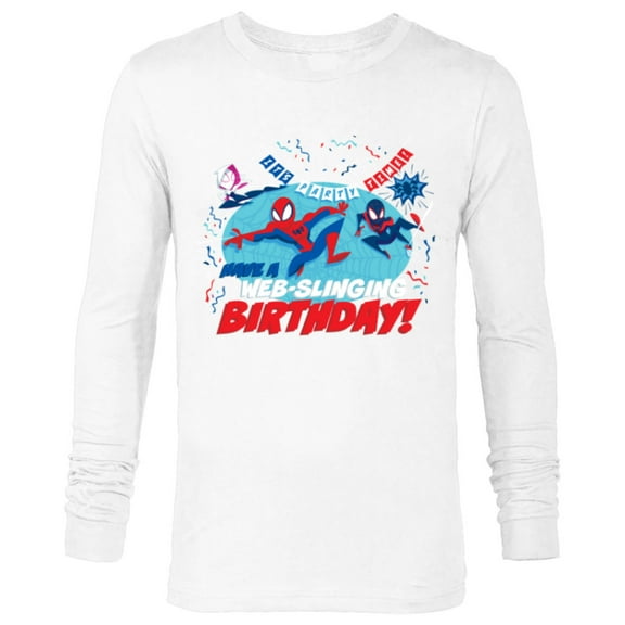 Marvel Spider-Man Miles Gwen Have a Web-Slinging Birthday - Long Sleeve T-Shirt for Men - Customized-White
