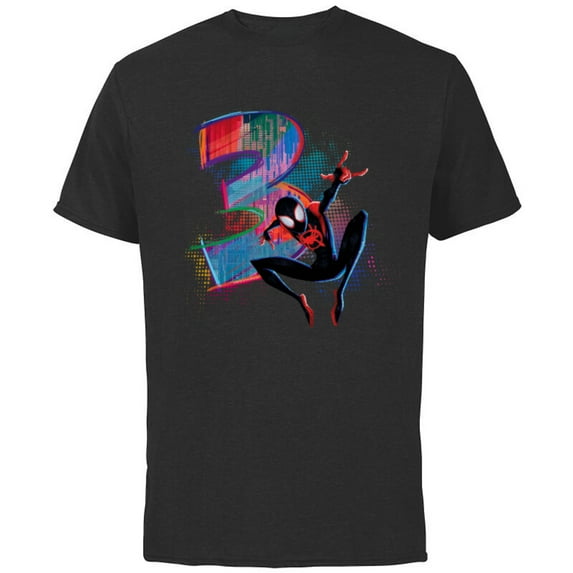 Marvel Spider-Man Miles Morales 3rd Birthday Graphic - Short Sleeve Cotton T-Shirt for Adults - Customized-Black