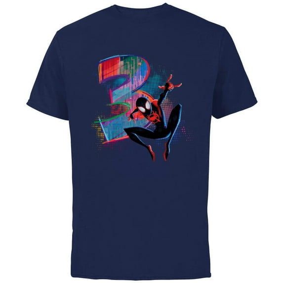 Marvel Spider-Man Miles Morales 3rd Birthday Graphic - Short Sleeve Cotton T-Shirt for Adults - Customized-Navy