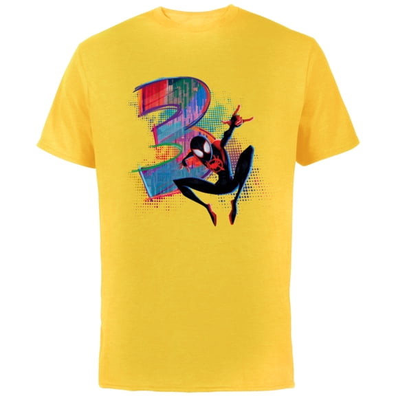 Marvel Spider-Man Miles Morales 3rd Birthday Graphic - Short Sleeve Cotton T-Shirt for Adults - Customized-Yellow