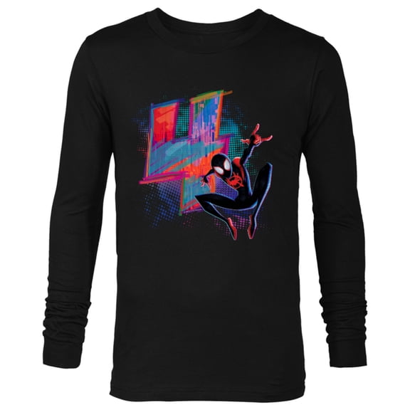 Marvel Spider-Man Miles Morales 4th Birthday Graphic - Long Sleeve T-Shirt for Men - Customized-Black