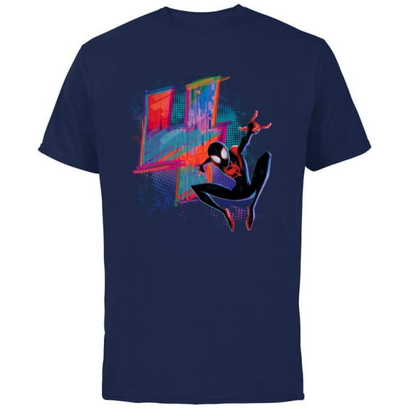 Marvel Spider-Man Miles Morales 4th Birthday Graphic - Short Sleeve Cotton T-Shirt for Adults - Customized-Navy
