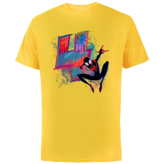 Marvel Spider-Man Miles Morales 4th Birthday Graphic - Short Sleeve Cotton T-Shirt for Adults - Customized-Yellow