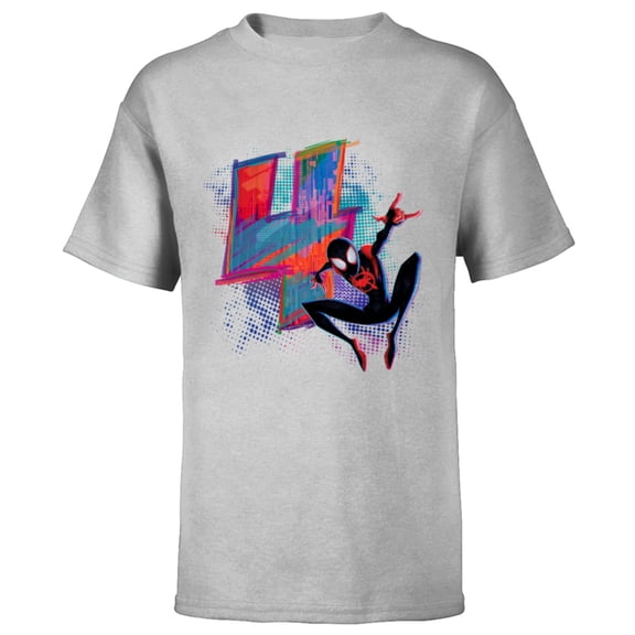 Marvel Spider-Man Miles Morales 4th Birthday Graphic - Short Sleeve T-Shirt for Kids - Customized-Athletic Heather