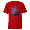 thumbnail image 1 of Marvel Spider-Man Miles Morales 4th Birthday Graphic - Short Sleeve T-Shirt for Kids - Customized-Red, 1 of 5