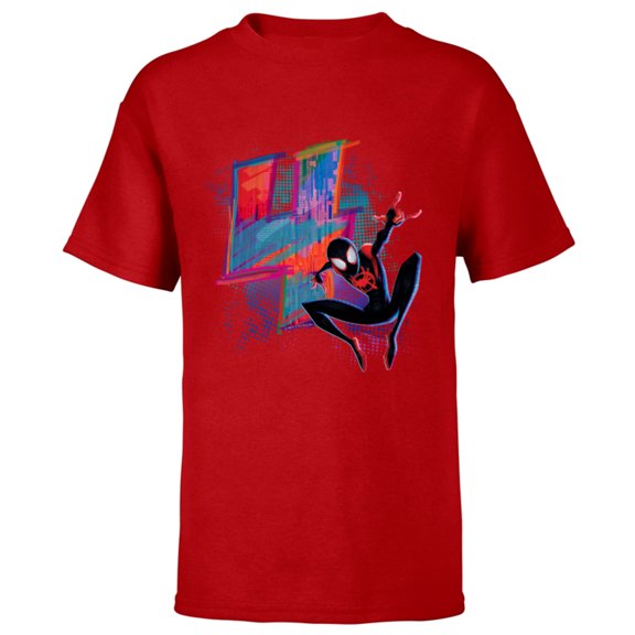 Marvel Spider-Man Miles Morales 4th Birthday Graphic - Short Sleeve T-Shirt for Kids - Customized-Red