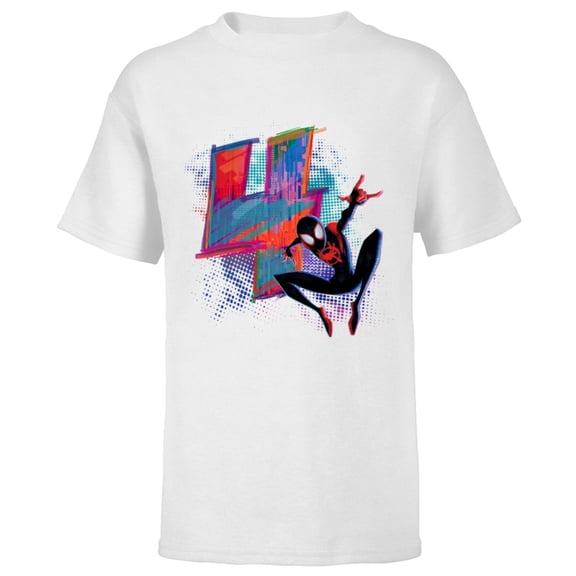 Marvel Spider-Man Miles Morales 4th Birthday Graphic - Short Sleeve T-Shirt for Kids - Customized-White