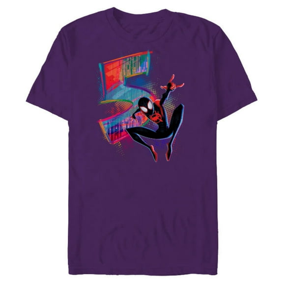 Marvel Spider-Man Miles Morales 5th Birthday Graphic - Short Sleeve Blended T-Shirt for Adults - Customized-Purple