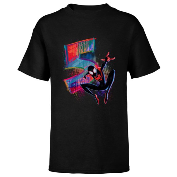 Marvel Spider-Man Miles Morales 5th Birthday Graphic - Short Sleeve T-Shirt for Kids - Customized-Black