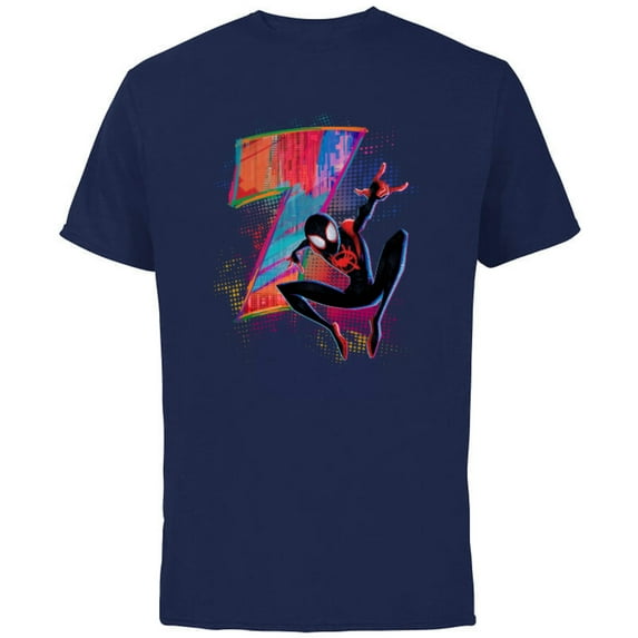 Marvel Spider-Man Miles Morales 7th Birthday Graphic - Short Sleeve Cotton T-Shirt for Adults - Customized-Navy