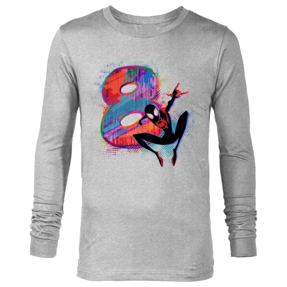 Marvel Spider-Man Miles Morales 8th Birthday Graphic - Long Sleeve T-Shirt for Men - Customized-Athletic Heather