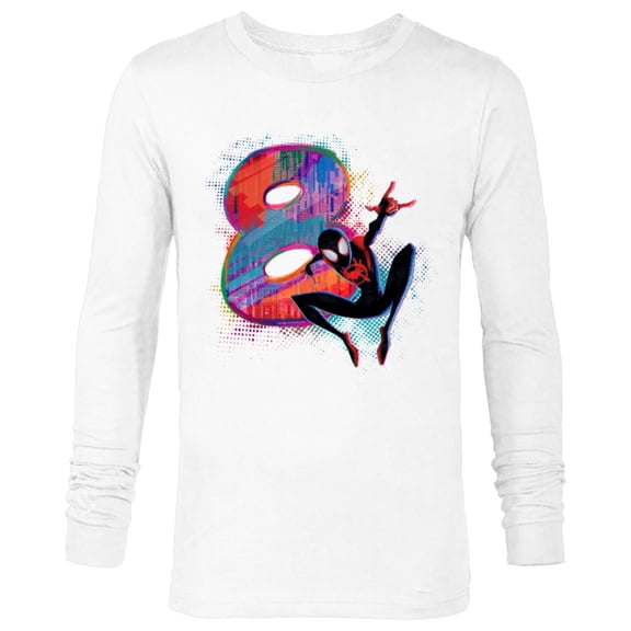 Marvel Spider-Man Miles Morales 8th Birthday Graphic - Long Sleeve T-Shirt for Men - Customized-White
