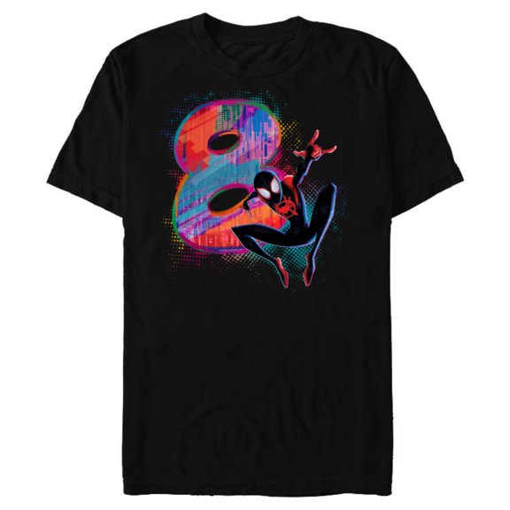 Marvel Spider-Man Miles Morales 8th Birthday Graphic - Short Sleeve Blended T-Shirt for Adults - Customized-Black