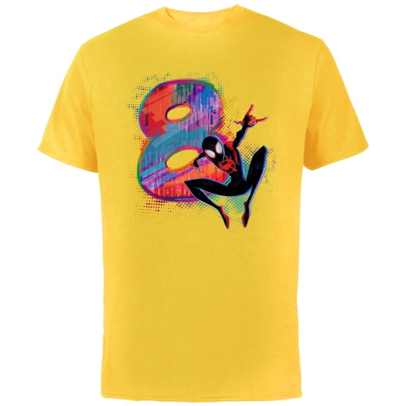 Marvel Spider-Man Miles Morales 8th Birthday Graphic - Short Sleeve Cotton T-Shirt for Adults - Customized-Yellow