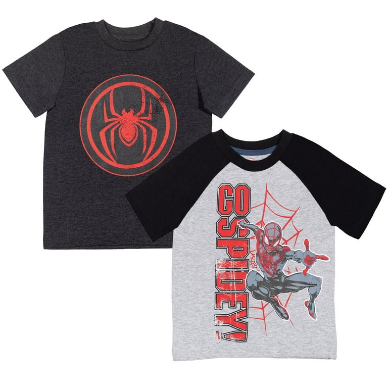 Marvel Spider-Man Miles Morales Big Boys 2 Pack T-Shirts Toddler to Big Kid