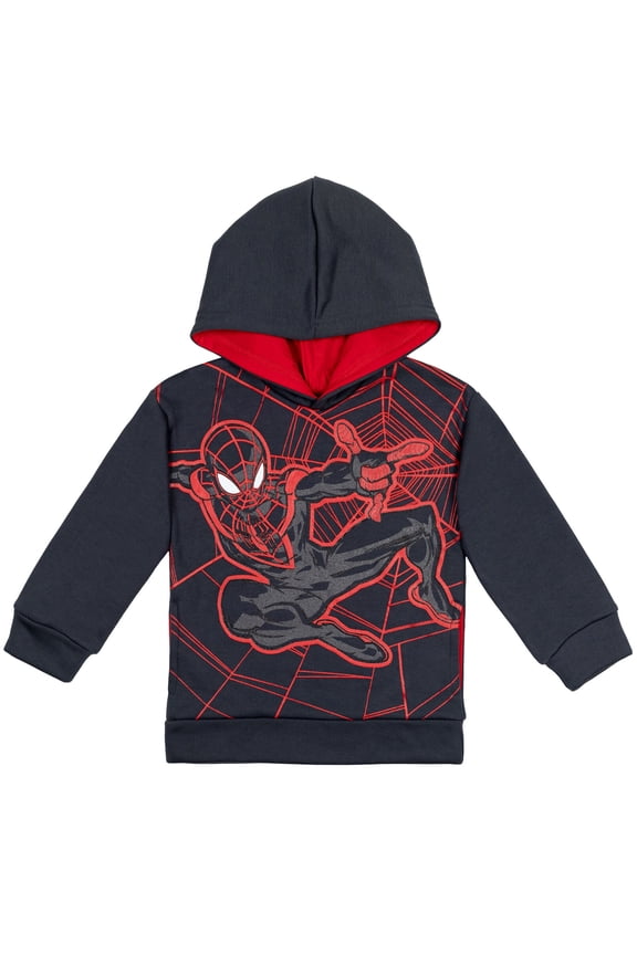 Marvel Spider-Man Big Boys' Graphic and Cosplay Fleece Pullover Hoodie Spider-Man Dark Grey