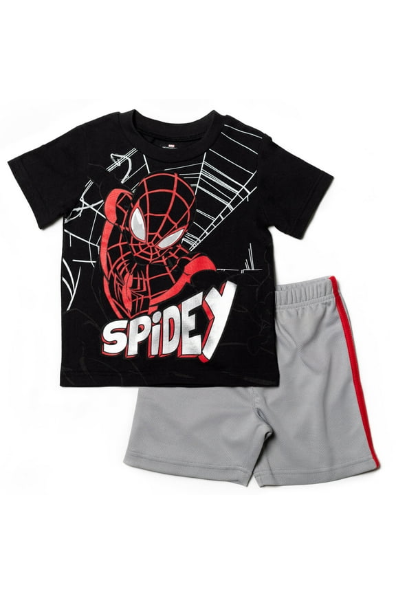 Spider-Man Miles Morales Big Boys T-Shirt and MeshShorts Outfit Set Toddler to Big Kid