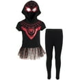 thumbnail image 1 of Marvel Spider-Man Miles Morales Big Girls Cosplay T-Shirt Dress and Leggings Outfit Set, 1 of 5
