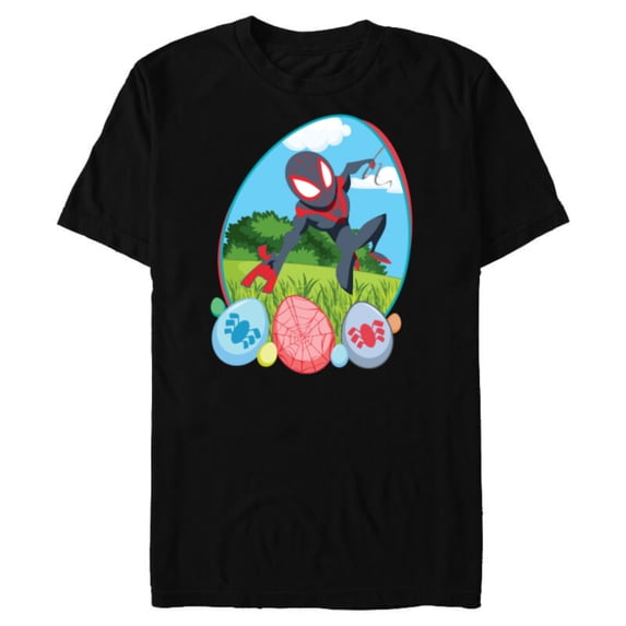 Marvel Spider-Man Miles Morales Easter Egg Hunt Holiday - Short Sleeve Blended T-Shirt for Adults - Customized-Black