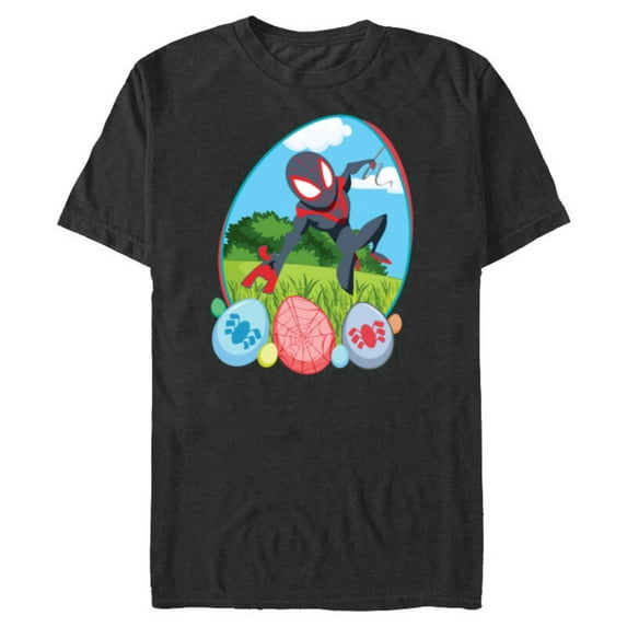 Marvel Spider-Man Miles Morales Easter Egg Hunt Holiday - Short Sleeve Blended T-Shirt for Adults - Customized-Dark Heather