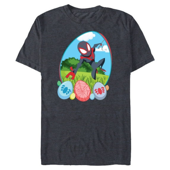 Marvel Spider-Man Miles Morales Easter Egg Hunt Holiday - Short Sleeve Blended T-Shirt for Adults - Customized-Navy Heather