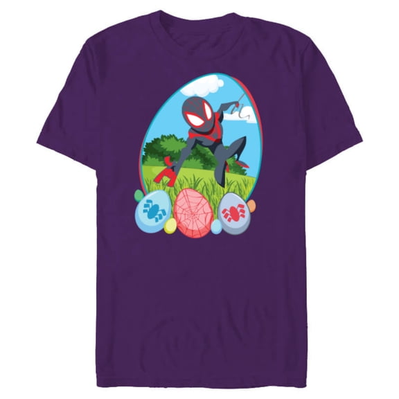 Marvel Spider-Man Miles Morales Easter Egg Hunt Holiday - Short Sleeve Blended T-Shirt for Adults - Customized-Purple