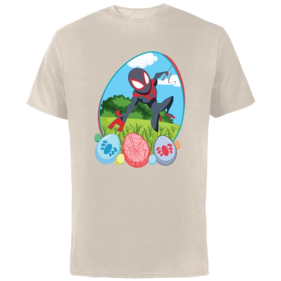 Marvel Spider-Man Miles Morales Easter Egg Hunt Holiday - Short Sleeve Cotton T-Shirt for Adults - Customized-Natural