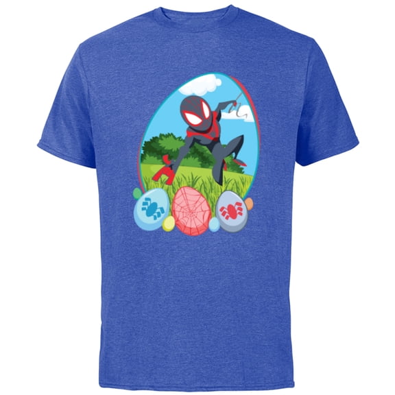 Marvel Spider-Man Miles Morales Easter Egg Hunt Holiday - Short Sleeve Cotton T-Shirt for Adults - Customized-Royal Heather