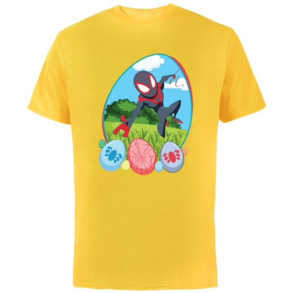 Marvel Spider-Man Miles Morales Easter Egg Hunt Holiday - Short Sleeve Cotton T-Shirt for Adults - Customized-Yellow