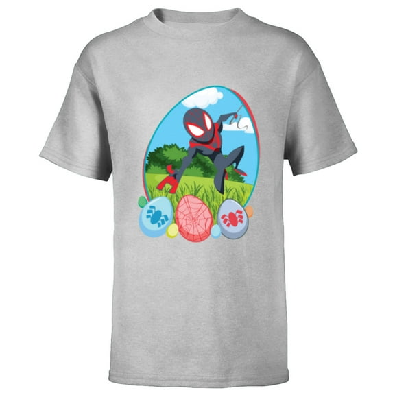Marvel Spider-Man Miles Morales Easter Egg Hunt Holiday - Short Sleeve T-Shirt for Kids - Customized-Athletic Heather