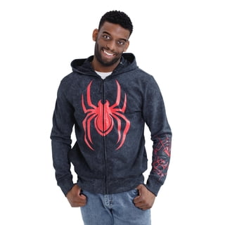 Marvel Spider-Man Adult Men or Women Cosplay Fleece Zip-Up Hoodie Miles Morales Charcoal