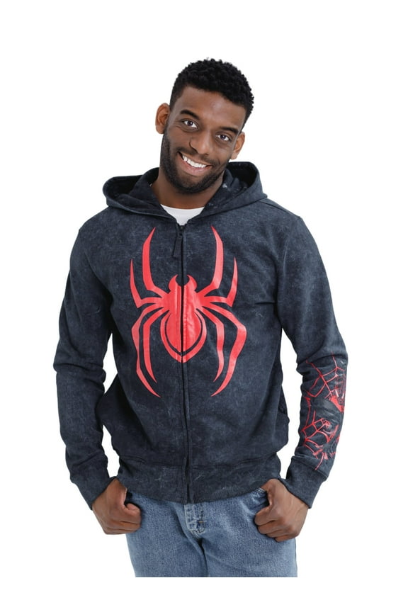 Spider-Man Miles Morales Fleece Matching Family Zip Up Cosplay Hoodie Adult