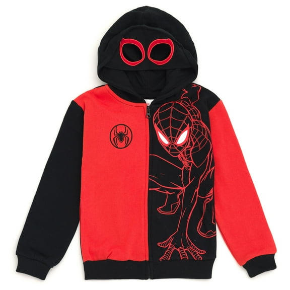 Marvel Spider-Man Miles Morales Fleece Zip Up Cosplay Hoodie Toddler to Big Kid