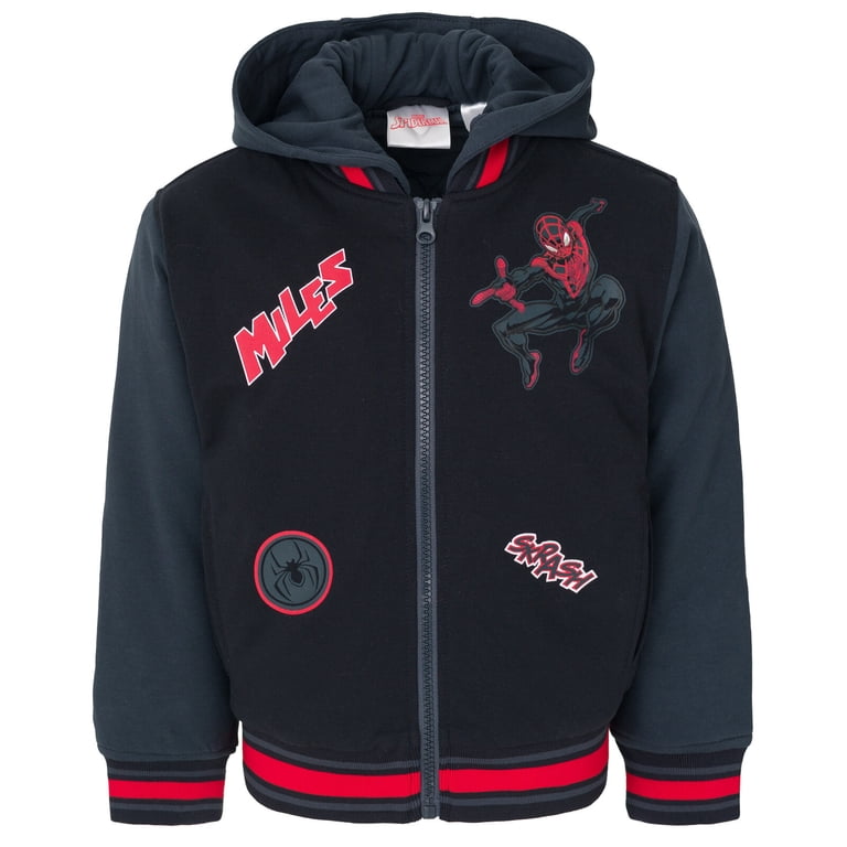 Meravel ミーラベル　Make better Jacket Marvel Spider-Verse Little Boys' Varsity Hooded Bomber Jacket