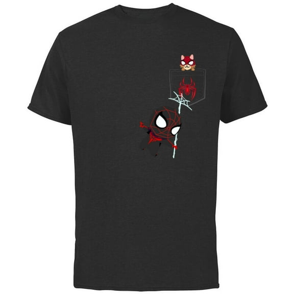Marvel Spider-Man Miles Morales Game Spider-Cat Standard - Short Sleeve Cotton T-Shirt for Adults - Customized-Black