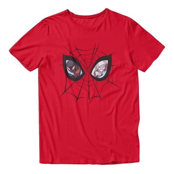 Marvel Spider-Man Miles Morales Ghost Spider Eye Mask Men's T Shirt (Red, S-XXXL)