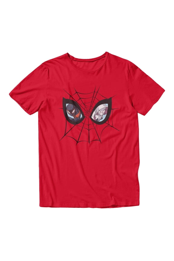 Spider-Man Miles Morales Ghost Spider Eye Mask Men's T Shirt (Red, S-XXXL)