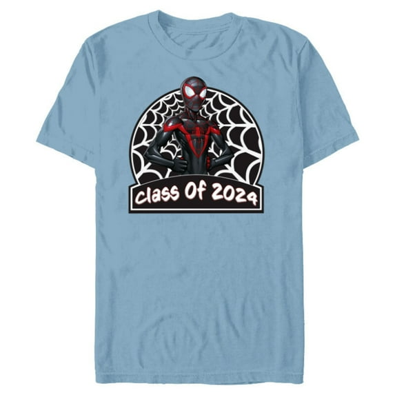 Marvel Spider-Man Miles Morales Graduation Class of 2024 - Short Sleeve Blended T-Shirt for Adults - Customized-Ocean Blue