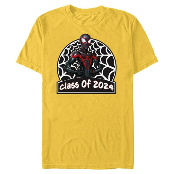 Marvel Spider-Man Miles Morales Graduation Class of 2024 - Short Sleeve Blended T-Shirt for Adults - Customized-Yellow
