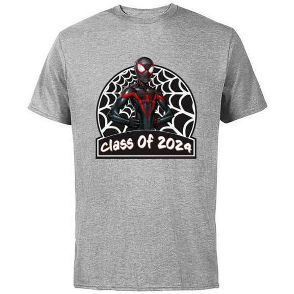 Marvel Spider-Man Miles Morales Graduation Class of 2024 - Short Sleeve Cotton T-Shirt for Adults - Customized-Athletic Heather