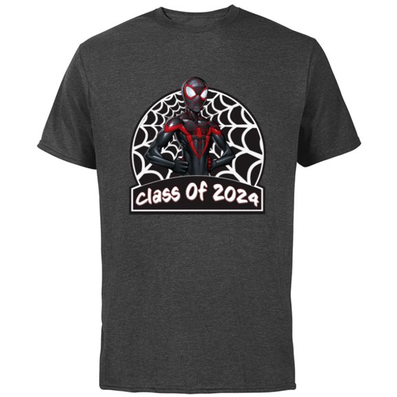 Marvel Spider-Man Miles Morales Graduation Class of 2024 - Short Sleeve Cotton T-Shirt for Adults - Customized-Charcoal