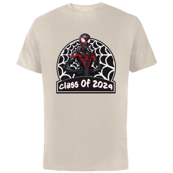 Marvel Spider-Man Miles Morales Graduation Class of 2024 - Short Sleeve Cotton T-Shirt for Adults - Customized-Natural