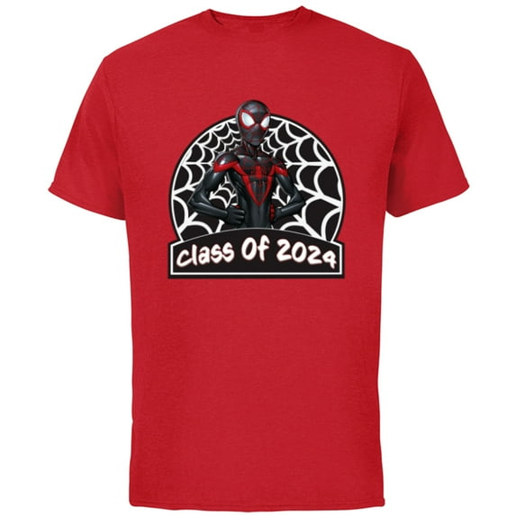 Marvel Spider-Man Miles Morales Graduation Class of 2024 - Short Sleeve Cotton T-Shirt for Adults - Customized-Red