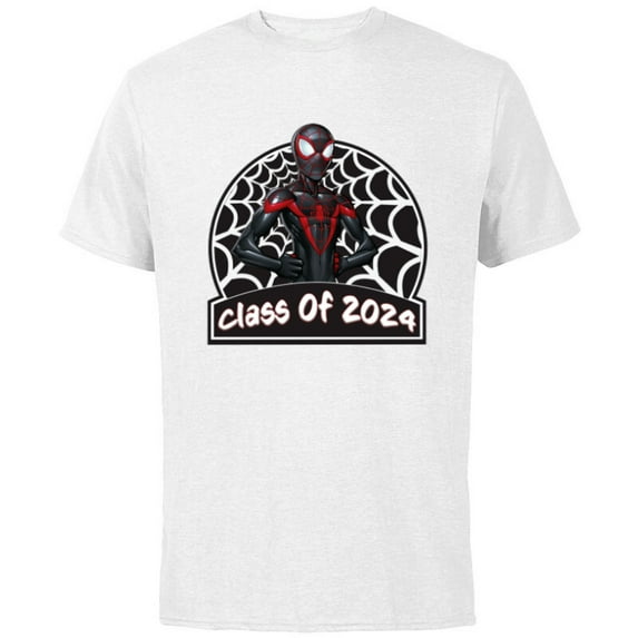Marvel Spider-Man Miles Morales Graduation Class of 2024 - Short Sleeve Cotton T-Shirt for Adults - Customized-White