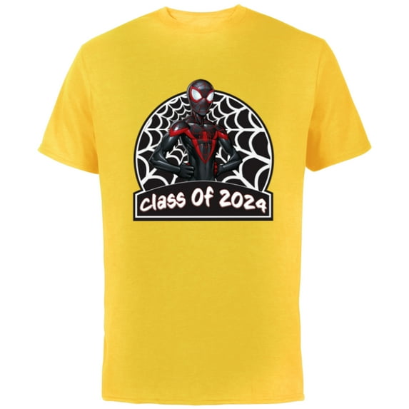 Marvel Spider-Man Miles Morales Graduation Class of 2024 - Short Sleeve Cotton T-Shirt for Adults - Customized-Yellow