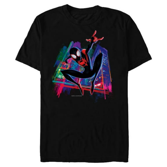 Marvel Spider-Man Miles Morales Graffiti City - Short Sleeve Blended T-Shirt for Adults -Customized-Black